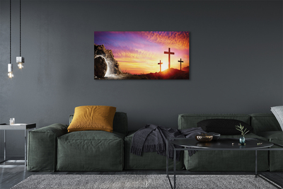 Pintura em tela Cruza a caverna do pôr do sol