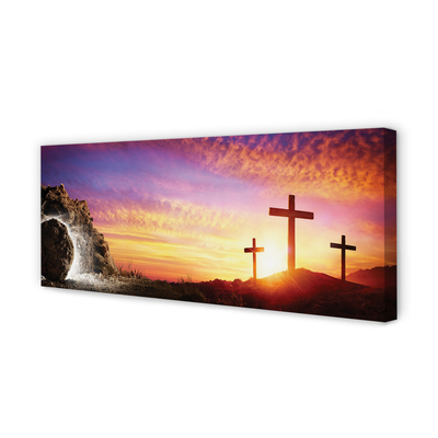 Pintura em tela Cruza a caverna do pôr do sol