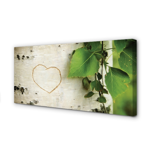 Pintura em tela Coração de folhas de bétula