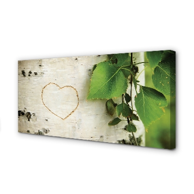 Pintura em tela Coração de folhas de bétula
