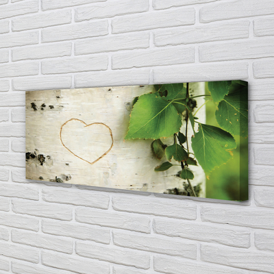 Pintura em tela Coração de folhas de bétula