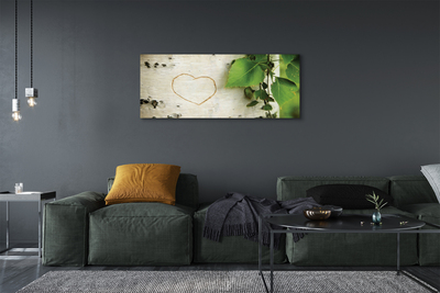 Pintura em tela Coração de folhas de bétula