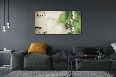 Pintura em tela Coração de folhas de bétula