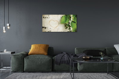 Pintura em tela Coração de folhas de bétula