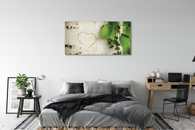 Pintura em tela Coração de folhas de bétula