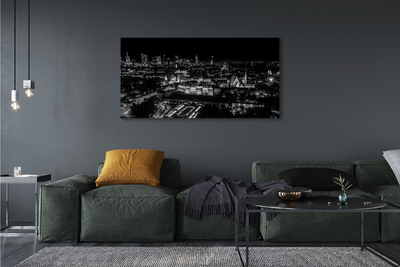 Pintura em tela Panorama de Varsóvia: arranha-céus noturnos