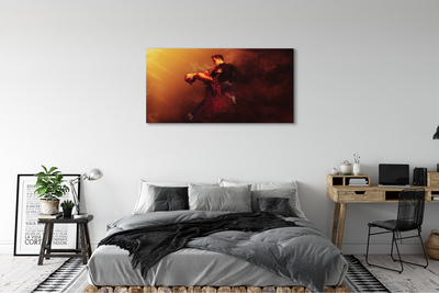 Pintura em tela Pessoas dançando chuva fumaça