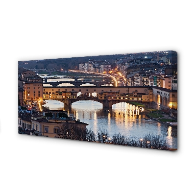 Quadro em tela Itália Pontes Rio Noturno