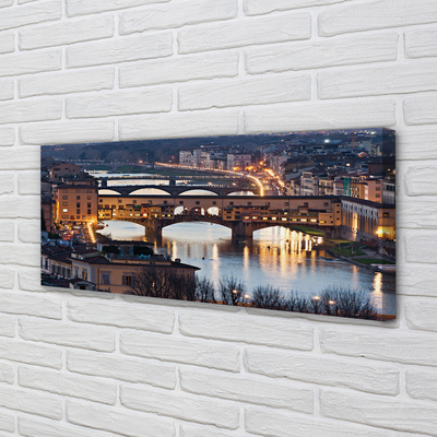 Quadro em tela Itália Pontes Rio Noturno