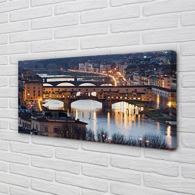Quadro em tela Itália Pontes Rio Noturno