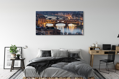 Quadro em tela Itália Pontes Rio Noturno
