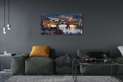 Quadro em tela Itália Pontes Rio Noturno