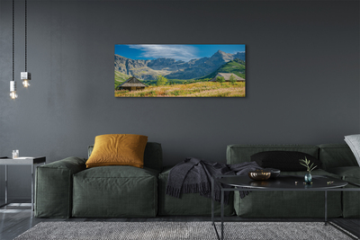 Quadro em tela Montanhas, campos, casas