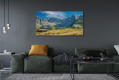 Quadro em tela Montanhas, campos, casas