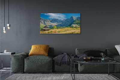 Quadro em tela Montanhas, campos, casas