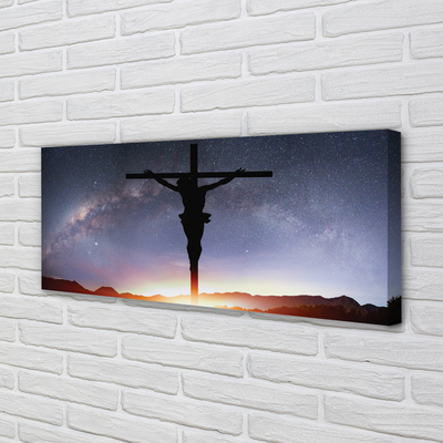 Quadro em tela Jesus crucificado céu
