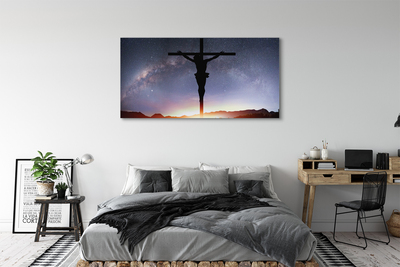 Quadro em tela Jesus crucificado céu