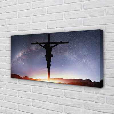 Quadro em tela Jesus crucificado céu
