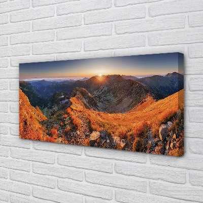 Pintura em tela Pôr do sol na montanha