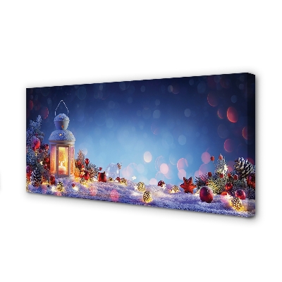 Quadro em tela Lanterna de galhos de neve