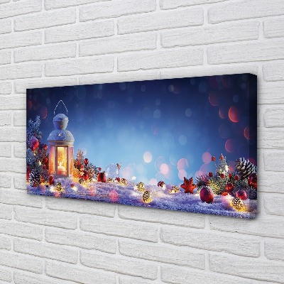 Quadro em tela Lanterna de galhos de neve