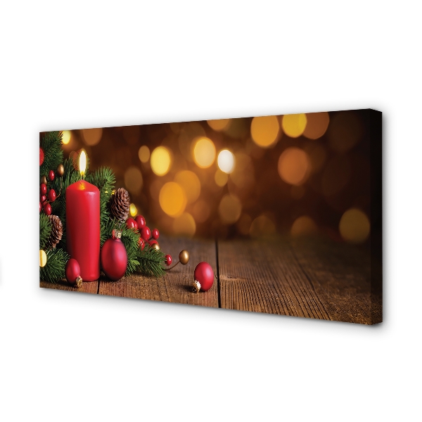 Quadro em tela Vela, galhos, enfeites, tábuas