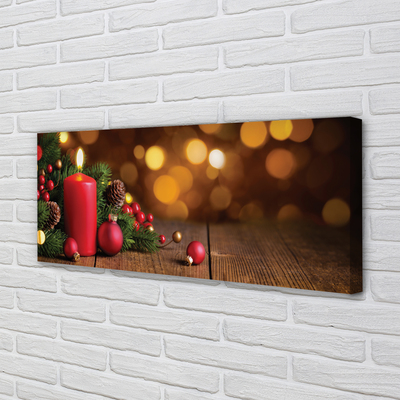 Quadro em tela Vela, galhos, enfeites, tábuas