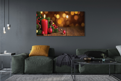 Quadro em tela Vela, galhos, enfeites, tábuas