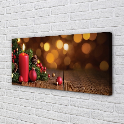 Quadro em tela Vela, galhos, enfeites, tábuas