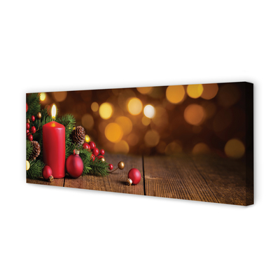 Quadro em tela Vela, galhos, enfeites, tábuas