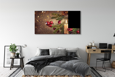 Pintura em tela Vela, galhos, enfeites, pinhas