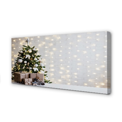 Pintura em tela Árvores de Natal, presentes, decorações