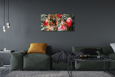 Quadro em tela Enfeites de árvore de Natal de neve