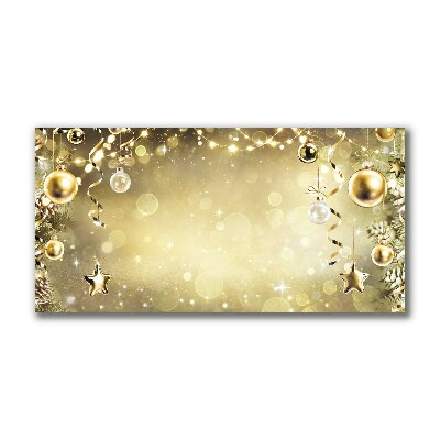 Quadro em tela Enfeites de Natal Dourados