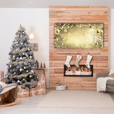 Quadro em tela Enfeites de Natal Dourados
