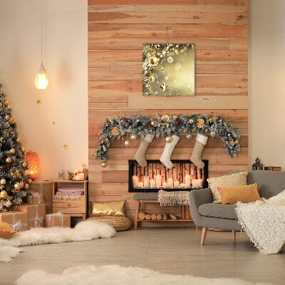 Quadro em tela Enfeites de Natal Dourados