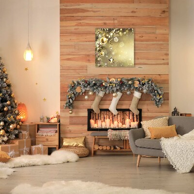 Quadro em tela Enfeites de Natal Dourados