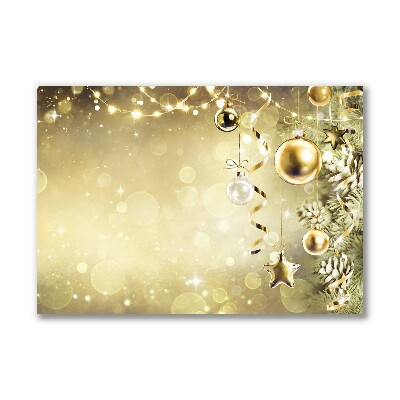 Quadro em tela Enfeites de Natal Dourados