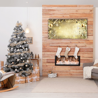 Quadro em tela Enfeites de Natal Dourados