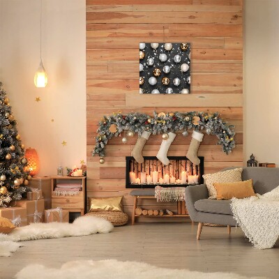 Quadro de parede em tela Decorações de bolas de Natal