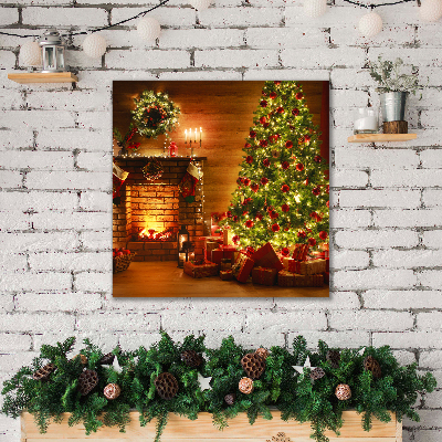 Quadro de parede em tela Árvore de Natal para lareira