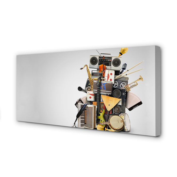 Pintura em tela Ukulele com microfone de rádio