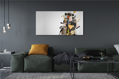 Pintura em tela Ukulele com microfone de rádio