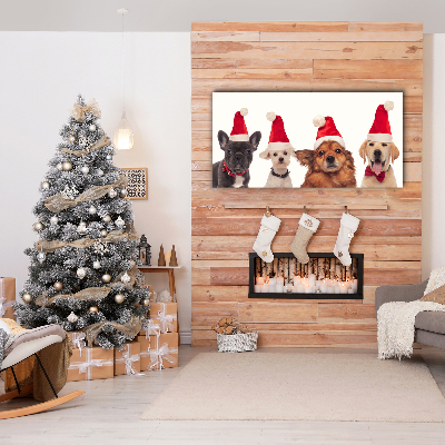 Quadro em tela Cães Papai Noel Natal