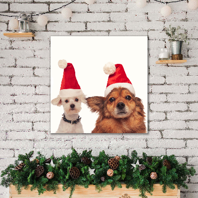 Quadro em tela Cães Papai Noel Natal