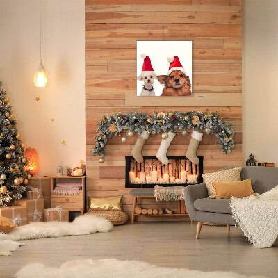 Quadro em tela Cães Papai Noel Natal