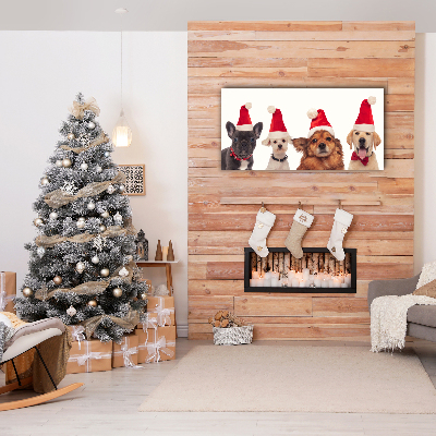 Quadro em tela Cães Papai Noel Natal