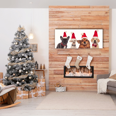 Quadro em tela Cães Papai Noel Natal