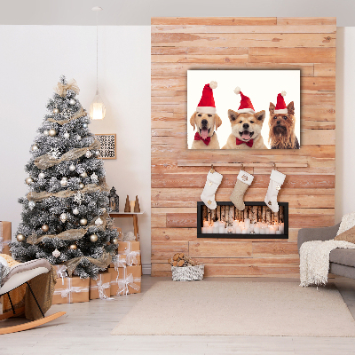Quadro em tela Cães Papai Noel Natal