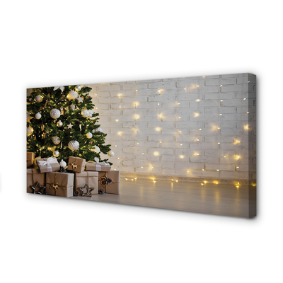 Pintura em tela Árvores de Natal, presentes, decorações